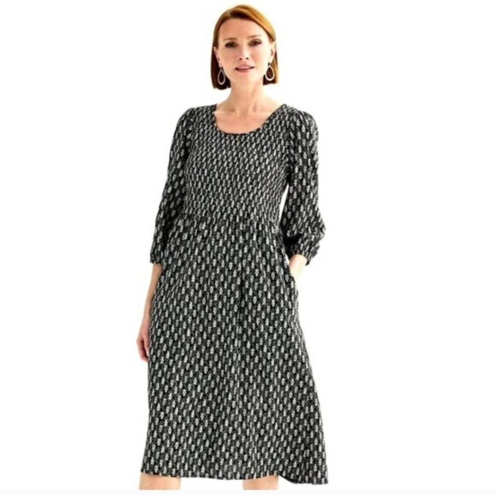 Kohl's Black and White Long Sleeve Dress